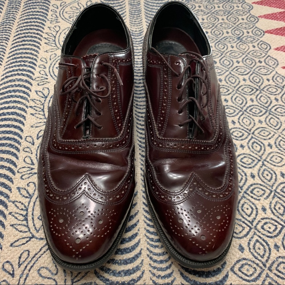 Florsheim Men’s Burgundy Wingtip Shoes, Size 10